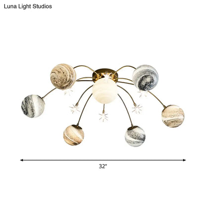 DecorBites™ DecorBites™ Golden LED Semi Flush Mount for Kids' Bedroom Ceiling Lighting