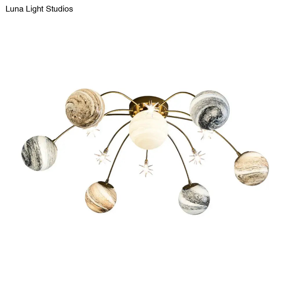 DecorBites™ DecorBites™ Golden LED Semi Flush Mount for Kids' Bedroom Ceiling Lighting