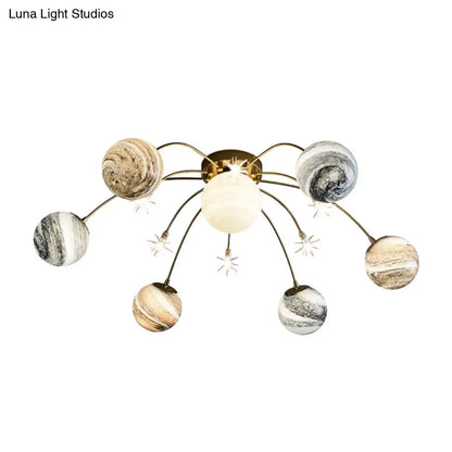 DecorBites™ DecorBites™ Golden LED Semi Flush Mount for Kids' Bedroom Ceiling Lighting