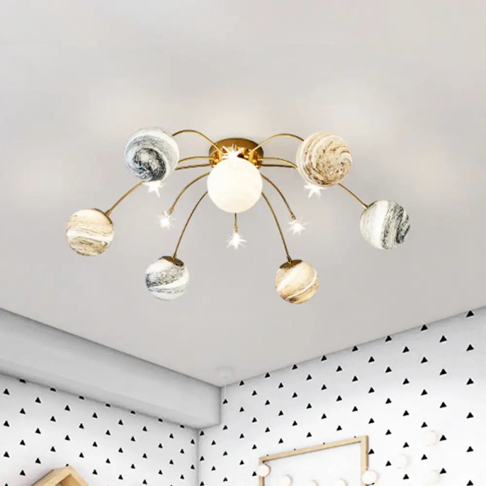 DecorBites™ DecorBites™ Golden LED Semi Flush Mount for Kids' Bedroom Ceiling Lighting