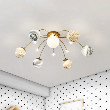 DecorBites™ DecorBites™ Golden LED Semi Flush Mount for Kids' Bedroom Ceiling Lighting