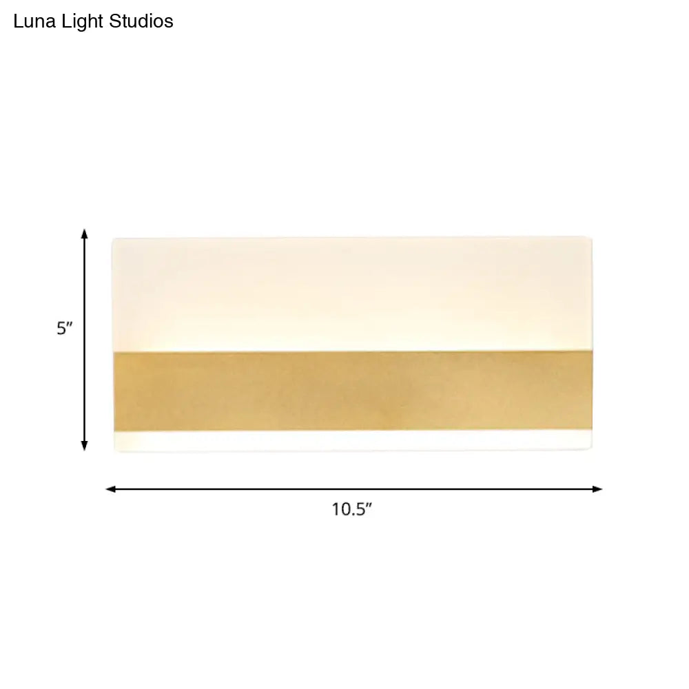 DecorBites™ Golden LED Wall Sconce: Simplicity Cuboid Design, Acrylic, White/Warm Light