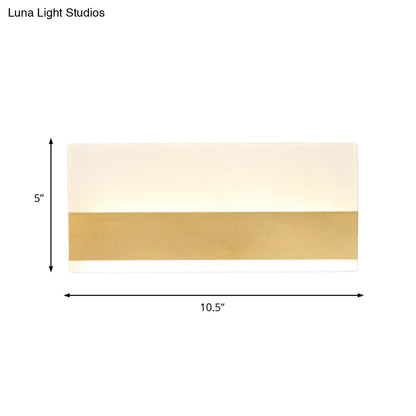 DecorBites™ Golden LED Wall Sconce: Simplicity Cuboid Design, Acrylic, White/Warm Light