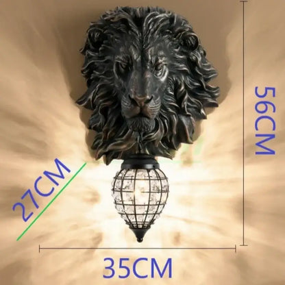 Dark bronze lion head wall lamp with crystal globe lampshade for bedroom living room decorbites king crystal wall