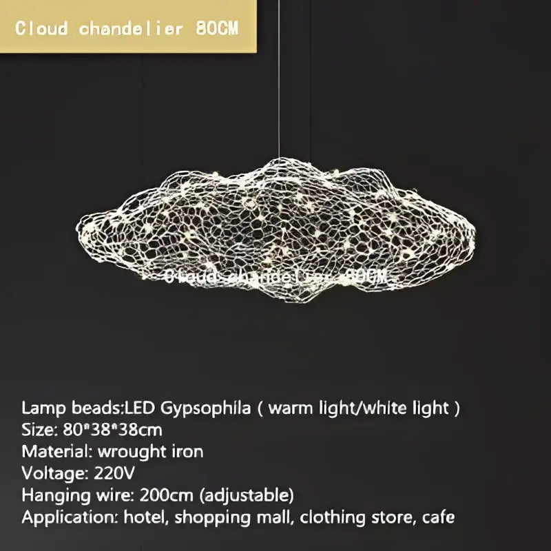 Golden mesh cloud pendant light with wrought iron design and warm led decorbites cloud light for bedroom decor