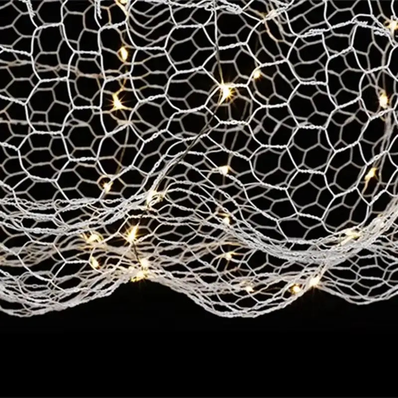 Golden mesh cloud pendant light with white hexagonal mesh and warm glowing bulbs nordic designer pendant light decorbites cloud light
