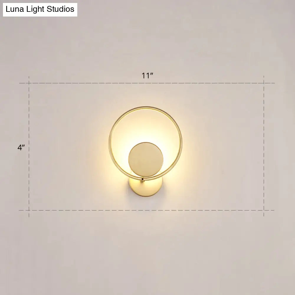 DecorBites™ Golden Metal LED Sconce: Stylish Round Wall Mounted Lamp for Bedrooms