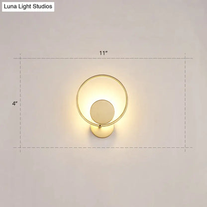 DecorBites™ Golden Metal LED Sconce: Stylish Round Wall Mounted Lamp for Bedrooms