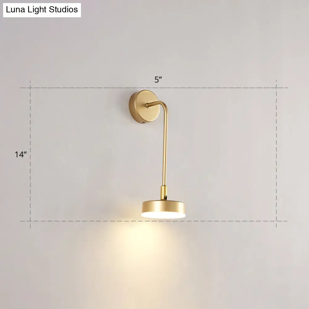 DecorBites™ Golden Metal LED Sconce: Stylish Round Wall Mounted Lamp for Bedrooms