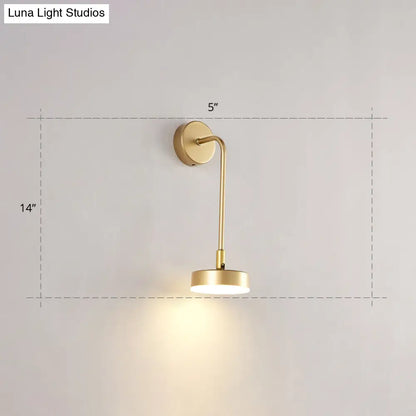 DecorBites™ Golden Metal LED Sconce: Stylish Round Wall Mounted Lamp for Bedrooms