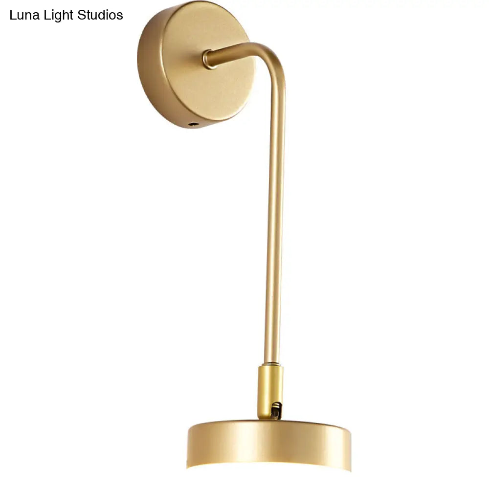 DecorBites™ Golden Metal LED Sconce: Stylish Round Wall Mounted Lamp for Bedrooms