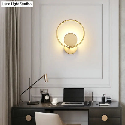 DecorBites™ Golden Metal LED Sconce: Stylish Round Wall Mounted Lamp for Bedrooms