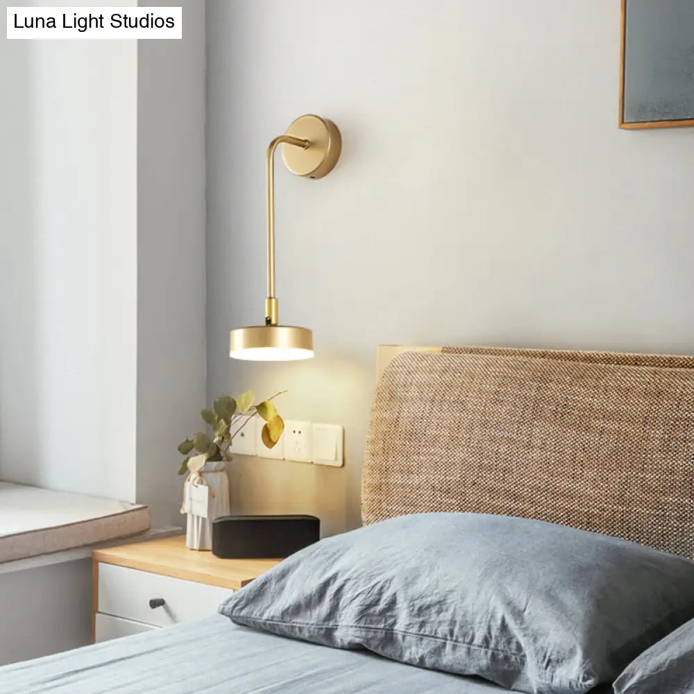 DecorBites™ Golden Metal LED Sconce: Stylish Round Wall Mounted Lamp for Bedrooms