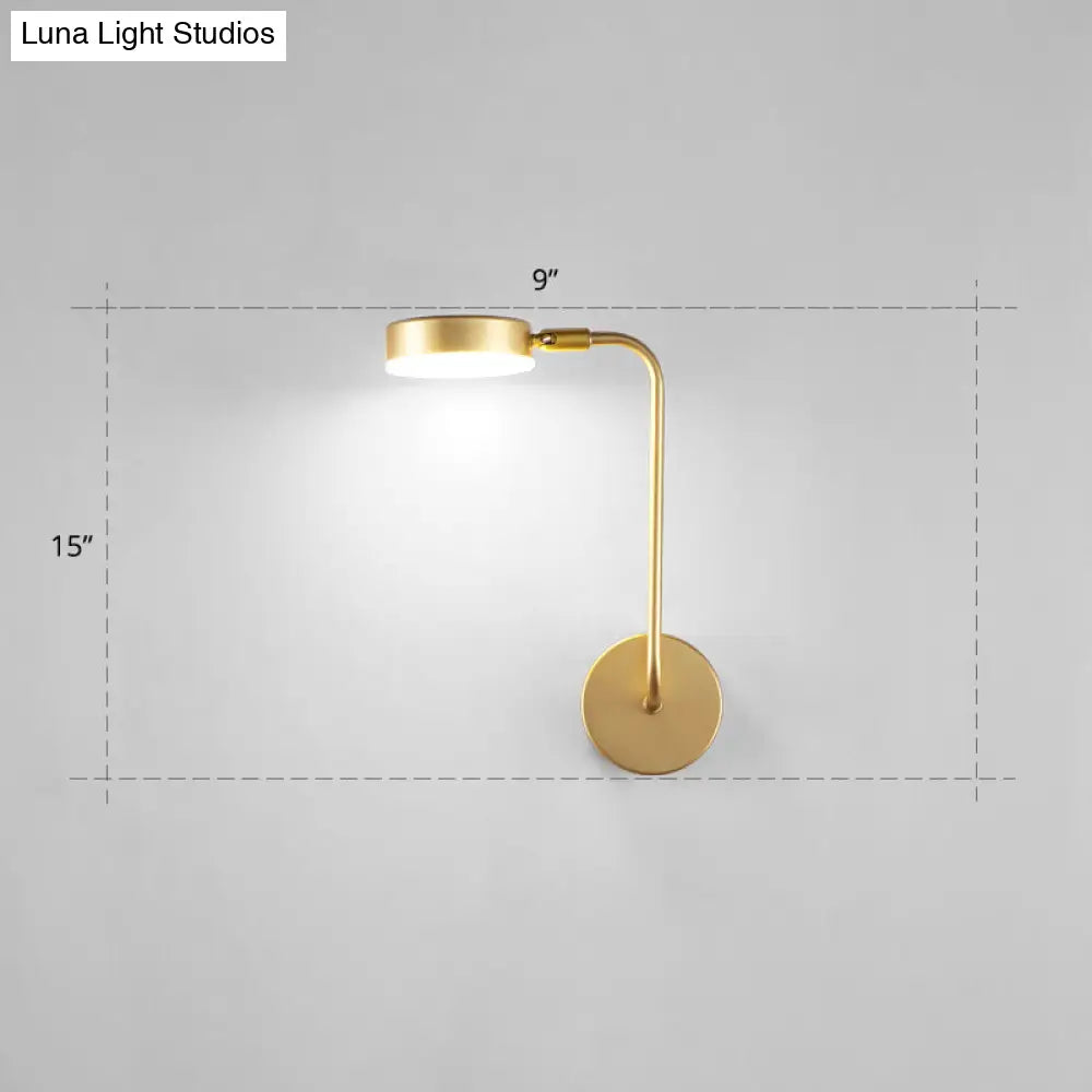 DecorBites™ Golden Metal LED Sconce: Stylish Round Wall Mounted Lamp for Bedrooms