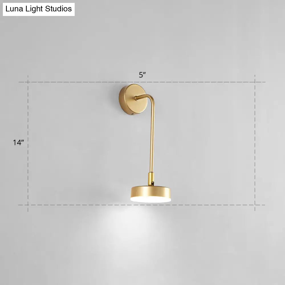 DecorBites™ Golden Metal LED Sconce: Stylish Round Wall Mounted Lamp for Bedrooms