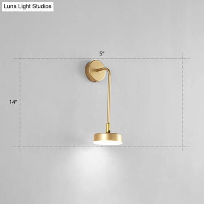 DecorBites™ Golden Metal LED Sconce: Stylish Round Wall Mounted Lamp for Bedrooms
