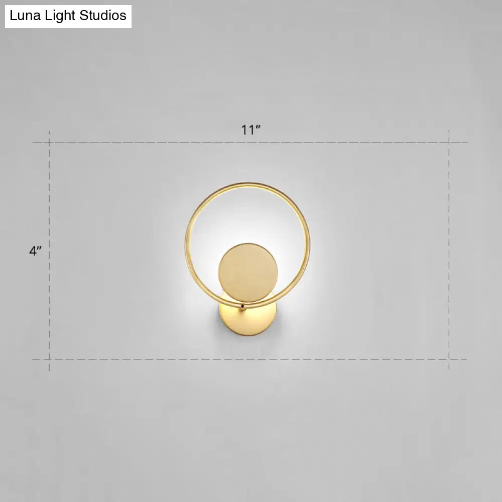 DecorBites™ Golden Metal LED Sconce: Stylish Round Wall Mounted Lamp for Bedrooms