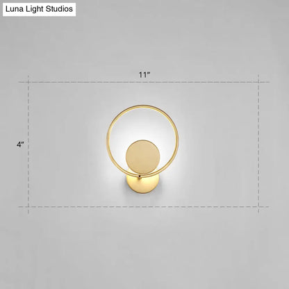 DecorBites™ Golden Metal LED Sconce: Stylish Round Wall Mounted Lamp for Bedrooms