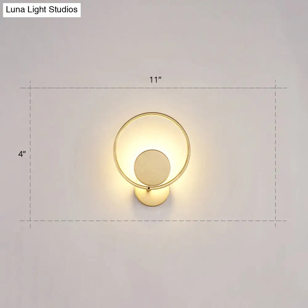 DecorBites™ Golden Metal LED Sconce: Stylish Round Wall Mounted Lamp for Bedrooms