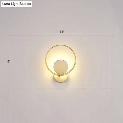 DecorBites™ Golden Metal LED Sconce: Stylish Round Wall Mounted Lamp for Bedrooms