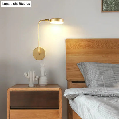 DecorBites™ Golden Metal LED Sconce: Stylish Round Wall Mounted Lamp for Bedrooms