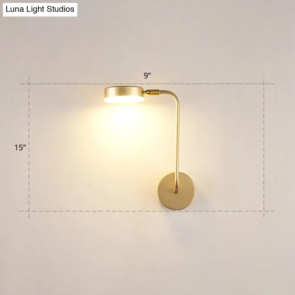 DecorBites™ Golden Metal LED Sconce: Stylish Round Wall Mounted Lamp for Bedrooms