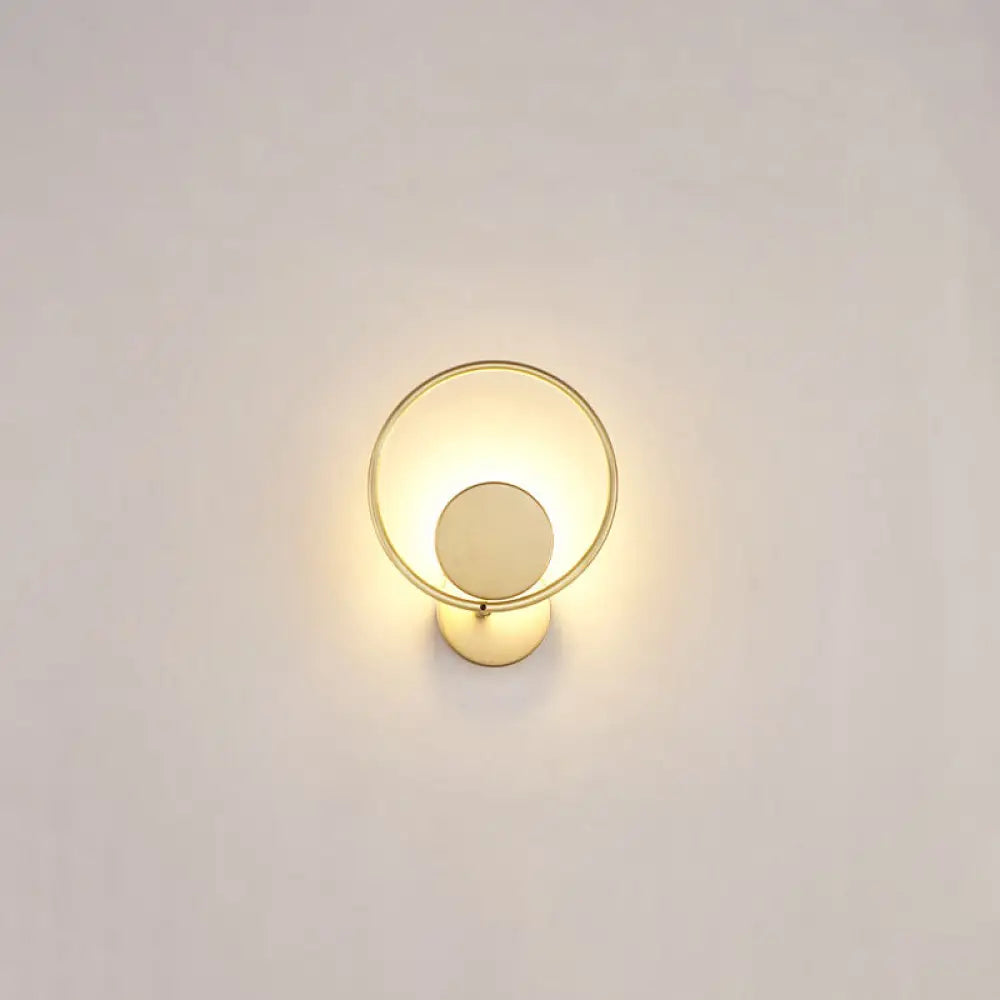 DecorBites™ Golden Metal LED Sconce: Stylish Round Wall Mounted Lamp for Bedrooms