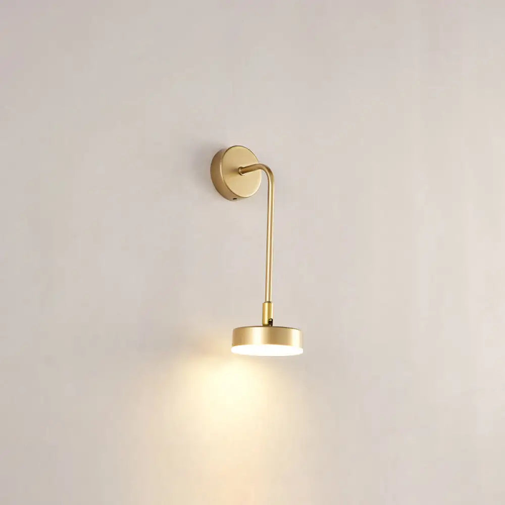 DecorBites™ Golden Metal LED Sconce: Stylish Round Wall Mounted Lamp for Bedrooms