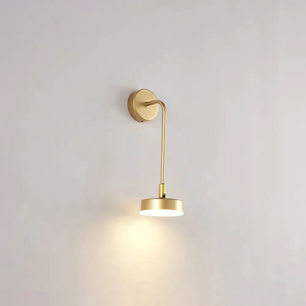 DecorBites™ Golden Metal LED Sconce: Stylish Round Wall Mounted Lamp for Bedrooms