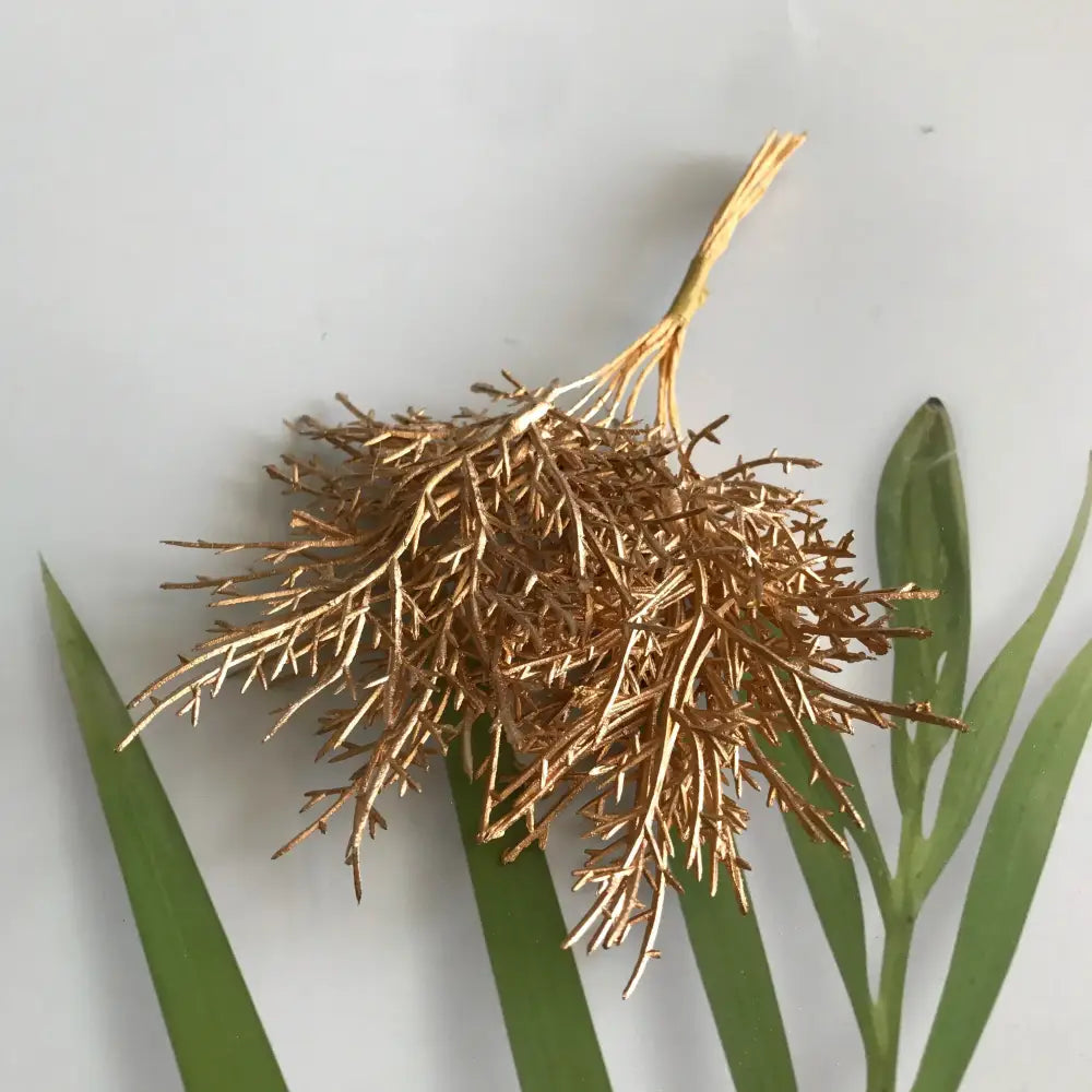 Golden metallic berry stamen green plant foliage cluster suitable for living room decor with decorbites green plant style