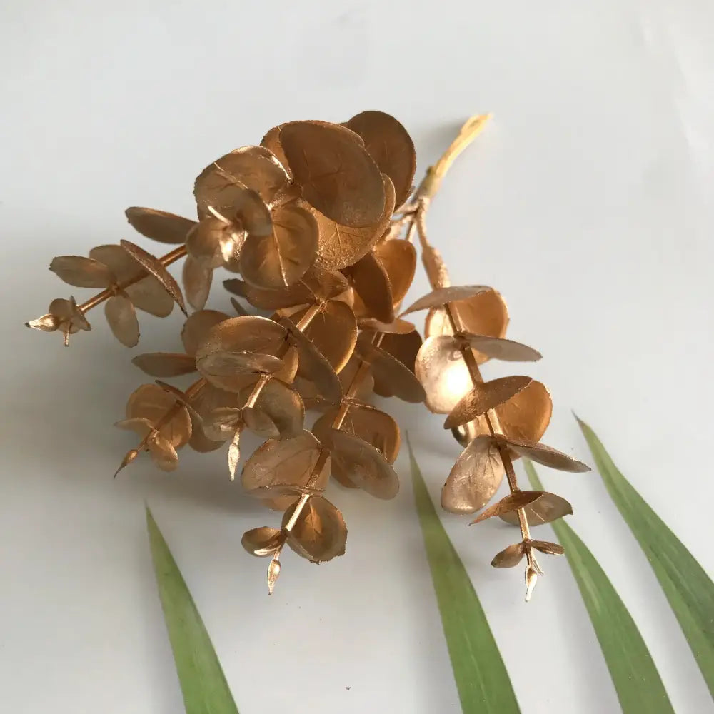 Golden metallic berry stamen green plant foliage with eucalyptus branch for decorbites green plant living room decor