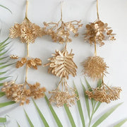 Golden metallic berry stamen green plant foliage arranged in botanical designs for living room decorbites green plant decor