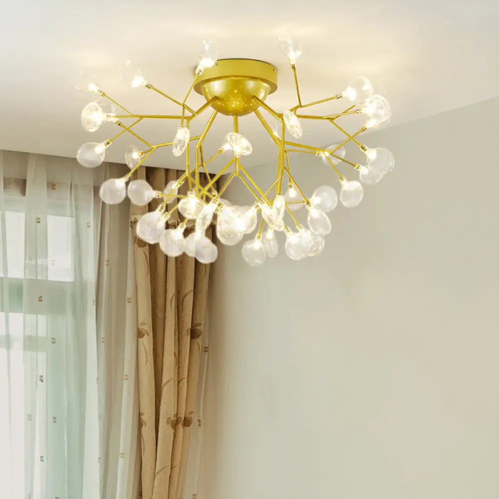 DecorBites™ DecorBites™ Golden Metallic LED Semi Flush Mount Ceiling Chandelier for Living Rooms