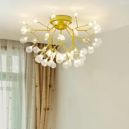 DecorBites™ DecorBites™ Golden Metallic LED Semi Flush Mount Ceiling Chandelier for Living Rooms