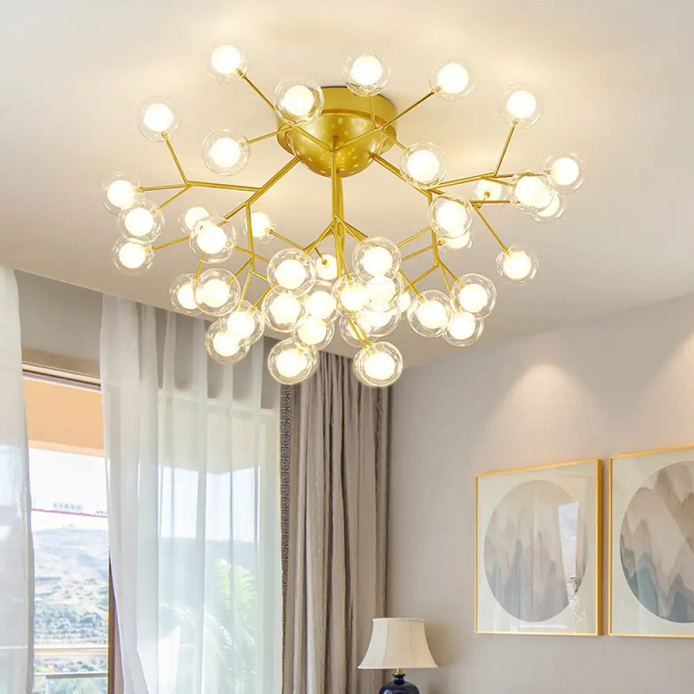 DecorBites™ DecorBites™ Golden Metallic LED Semi Flush Mount Ceiling Chandelier for Living Rooms