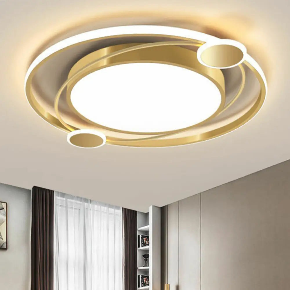 DecorBites™ DecorBites™ Golden Nordic Flush Mount Ceiling Light: LED Metal Fixture for Living Room