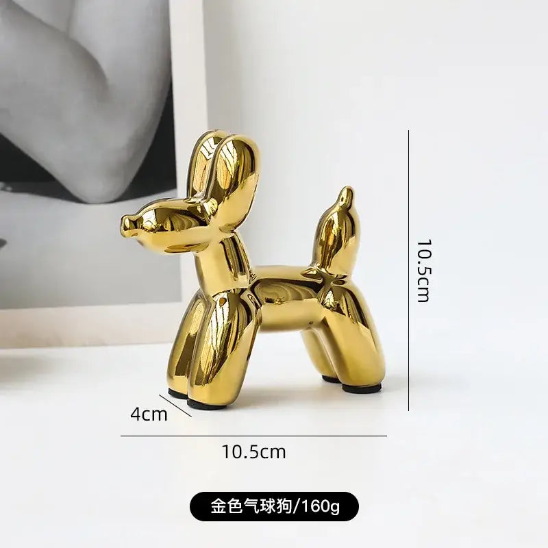 Golden porcelain balloon dog desk ornament with glossy metallic finish perfect for decorbites golden monkey decor