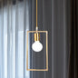 Golden Rectangle Hanging Ceiling Light - Loft Style Pendant Lamp, 1 Light for Bedroom