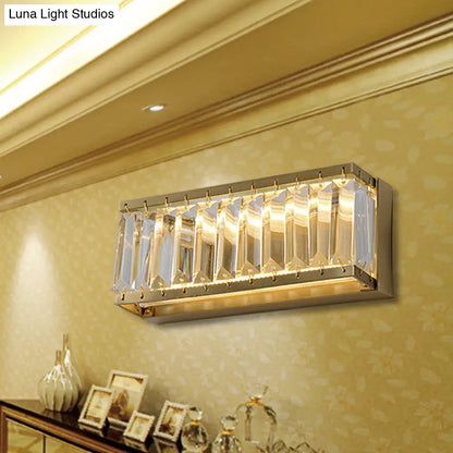 DecorBites™ Golden Rectangle LED Wall Mount Light with Clear Faceted Crystal - Modern Metallic Wall Lighting Fixture