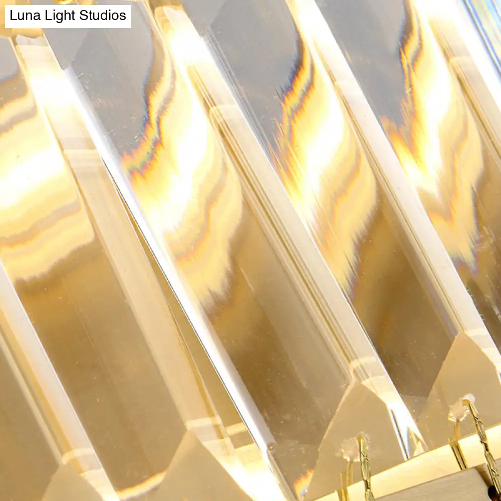 DecorBites™ Golden Rectangle LED Wall Mount Light with Clear Faceted Crystal - Modern Metallic Wall Lighting Fixture