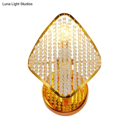 DecorBites™ Golden Rhombus Wall Light Fixture with Clear Crystal Beads - Modern & Stylish