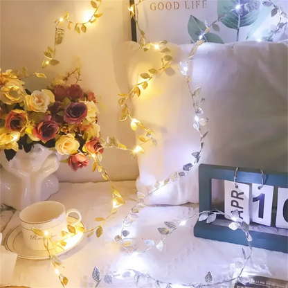 Golden Silver Leaf Fairy Lights for Events