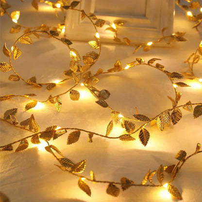 Golden Silver Leaf Fairy Lights for Events
