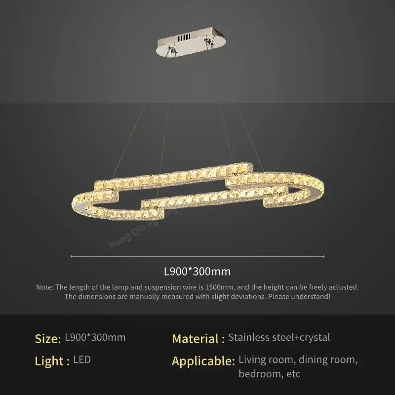 A modern oval-shaped pendant light with stainless steel frame and yellow crystals for living room decorbites circular crystal