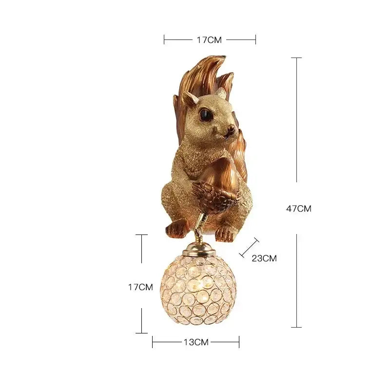 Golden squirrel cute squirrel wall lamp with crystal globe base decorative bedroom light from decorbites cute squirrel collection