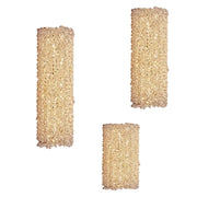 Three rectangular golden textured glass wall lamps with embedded decorbites crystal beads for living room decor