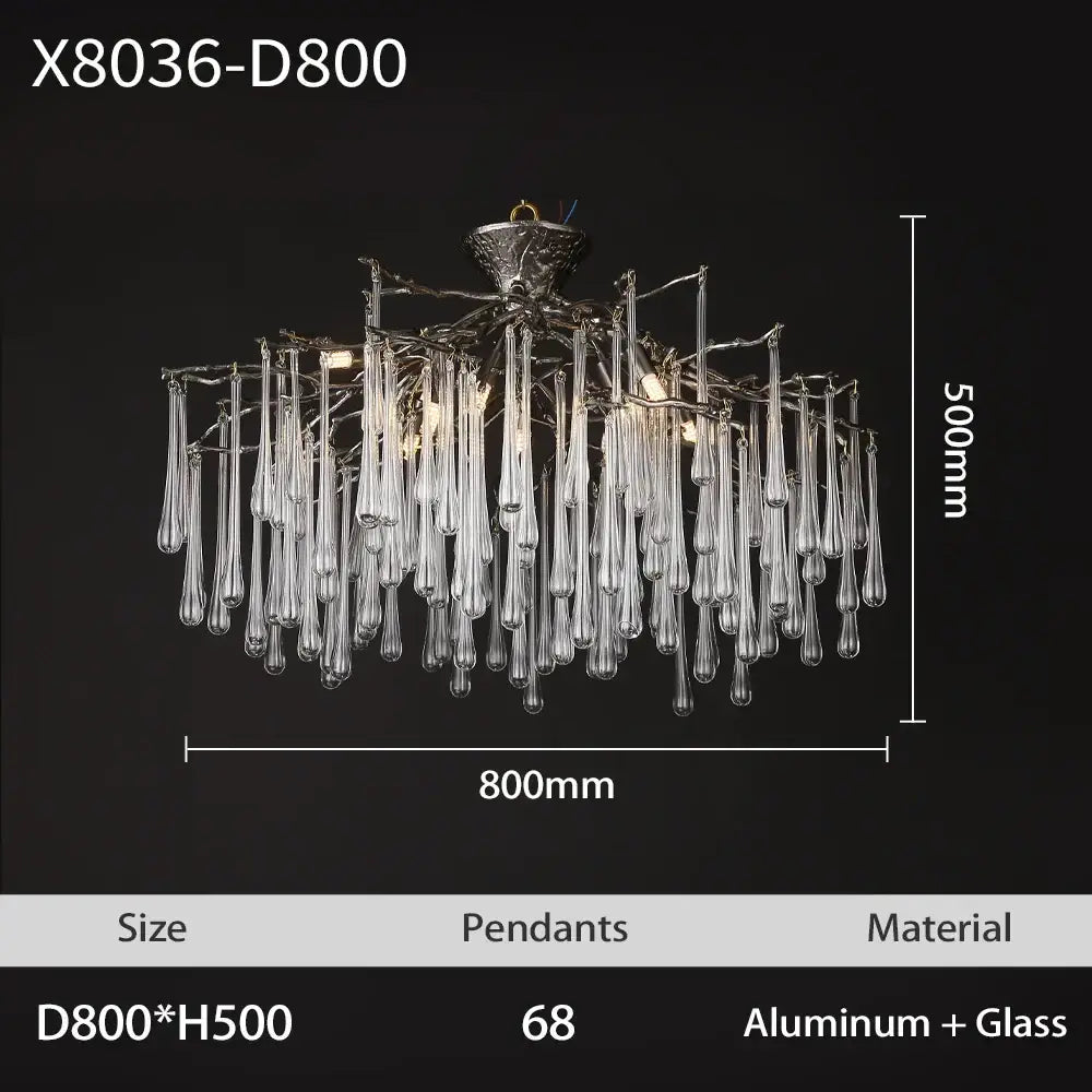 Elegant golden tree branch crystal led ceiling chandelier with 68 clear glass teardrop pendants for dining room decorbites branch crystal