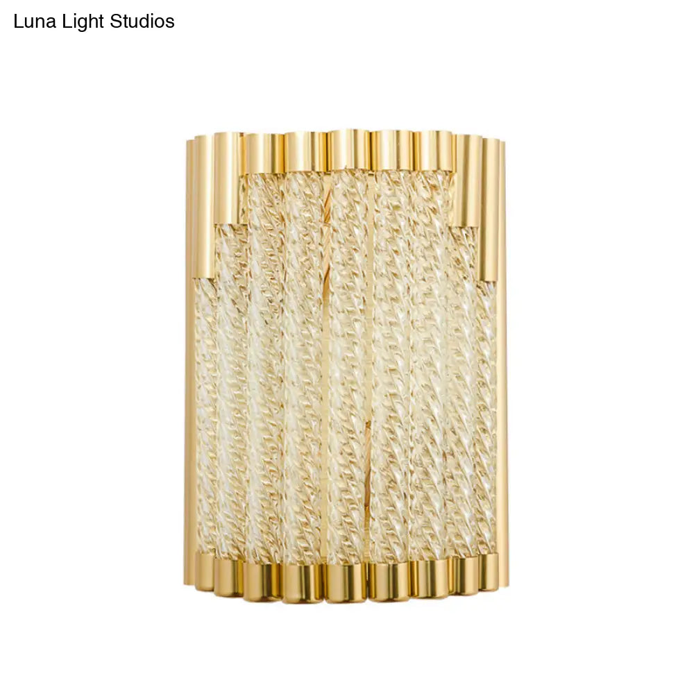 DecorBites™ DecorBites™ Golden Tube Wall Sconce with Crystal Shade - Retro 2-Light Fixture
