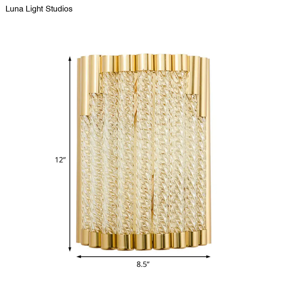 DecorBites™ DecorBites™ Golden Tube Wall Sconce with Crystal Shade - Retro 2-Light Fixture
