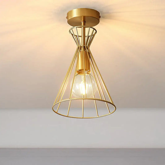 DecorBites™ DecorBites™ Golden Vintage Hourglass Semi-Flush Ceiling Light with Single Bulb